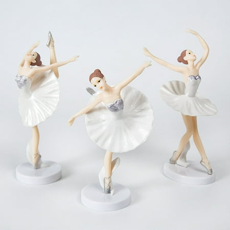 CreativeArrowy 3Pcs Ballerina Girl Birthday Cake Dessert Table Decoration Doll With Base