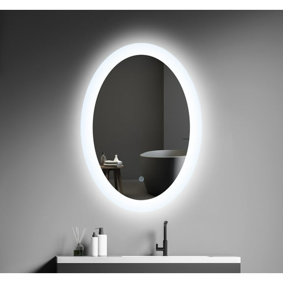 20 X 28 Inch Oval LED Bathroom Vanity Mirror, Memory Lighted Makeup Mirror Backlit Anti-fog Dimmable Wall Mounted