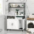 thumbnail image 3 of Cat Litter Box Enclosure, Industrial Cat Cabinet with Shelves and Doors, Hidden Litter Box Furniture, Indoor Cat House, White, 3 of 7