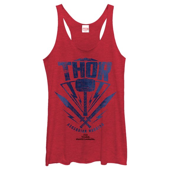 Women's Marvel Thor: Ragnarok Asgardian Warrior Hammer Racerback Tank Top Red Heather Large