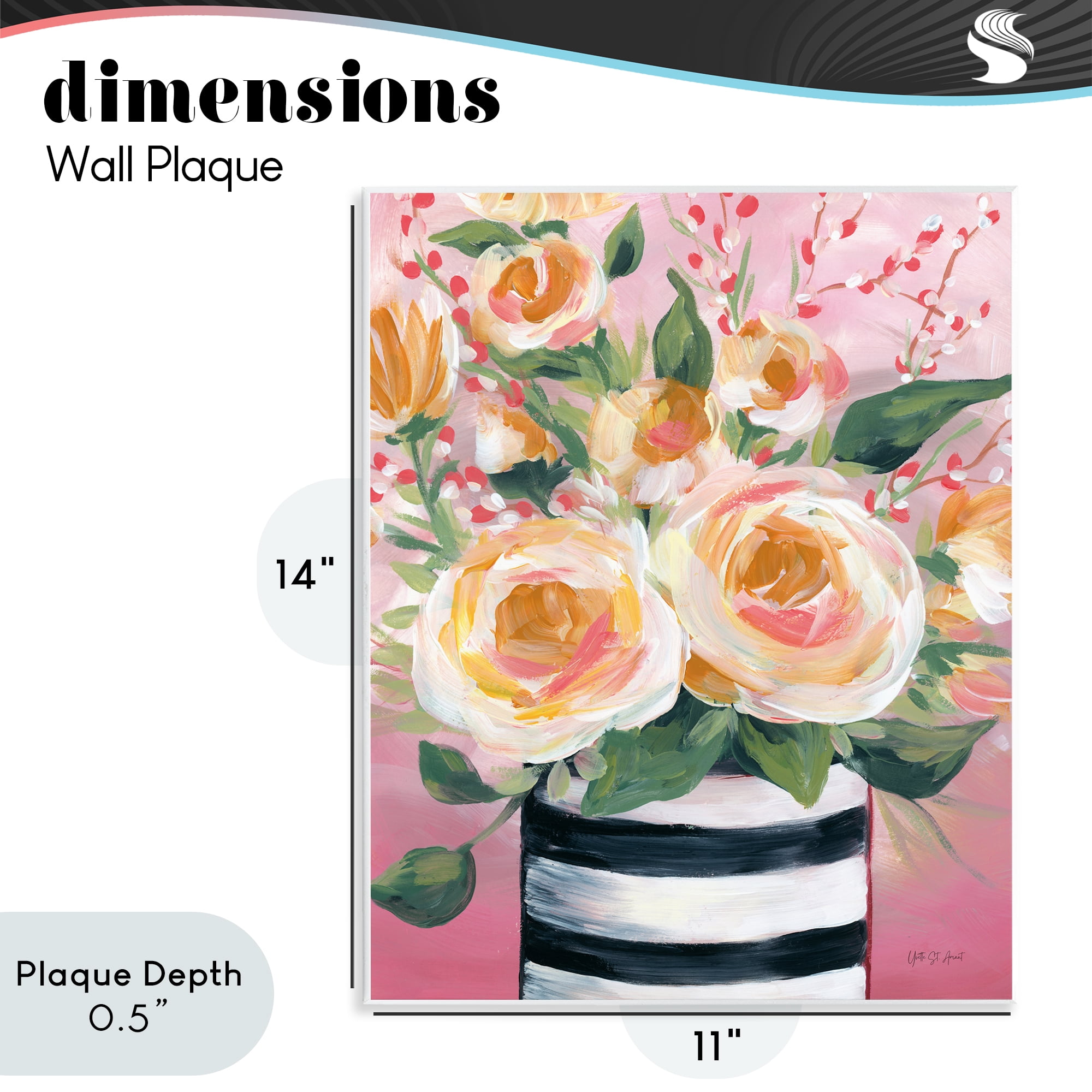 Stupell Industries Spring Blooms in Striped Vase Wall Plaque Art, design by Yvette St. Amant