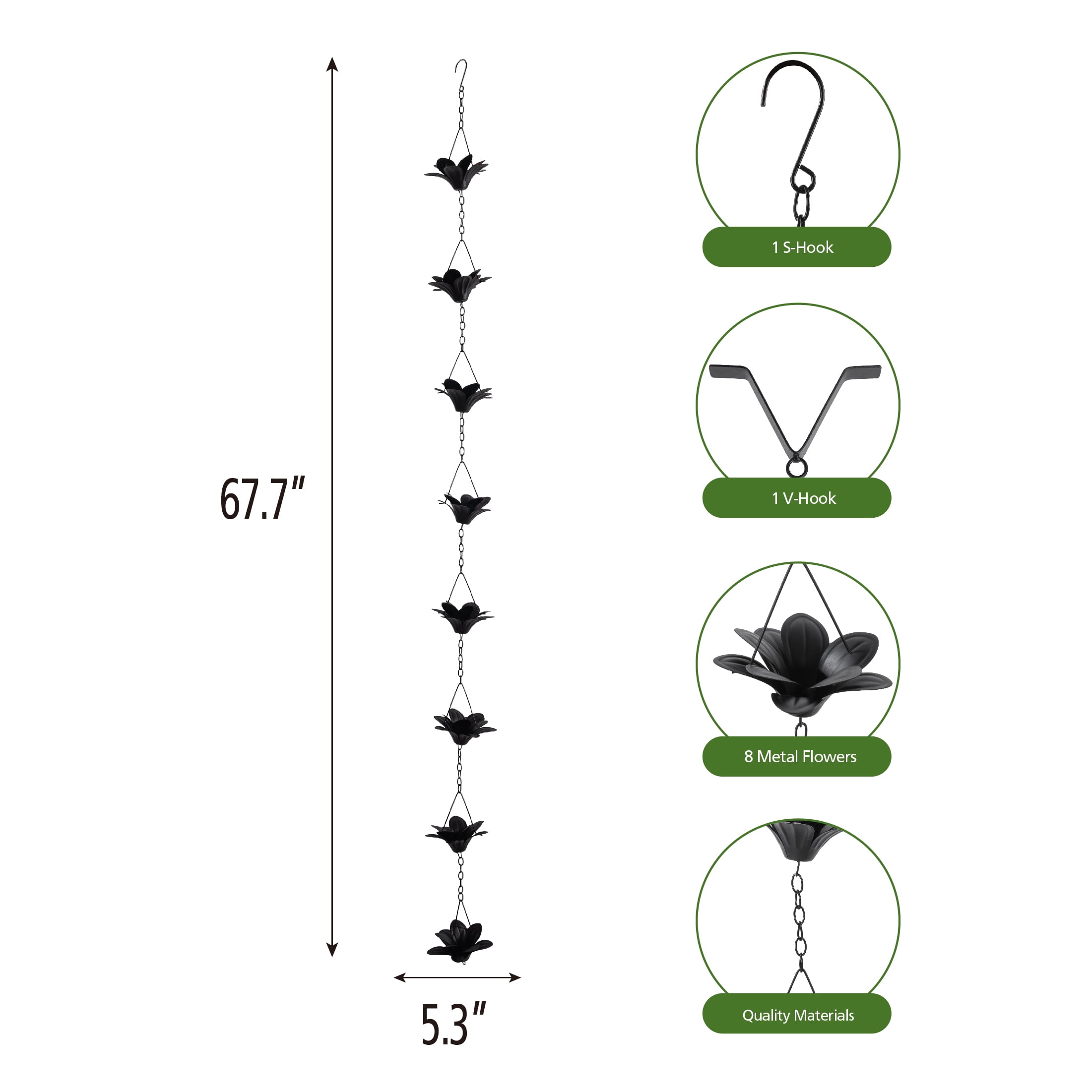 Mainstays Decorative Rain Chain Outdoor Garden Accessory with Weather-Resistant Finish