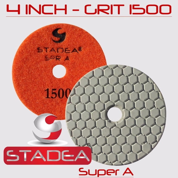 STADEA 4" diamond Granite dry polishing pads for granite Concrete Stone Marble Polishing : 5 Pcs Set Grit 1500