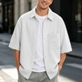 thumbnail image 2 of Tisuna Mens Button Down Shirts Short Sleeve Cotton Loose Fit Summer T-Shirts Mens Classic Collared Casual Shirts With Pocket For Everyday Wear White Size Xxxxl, 2 of 9