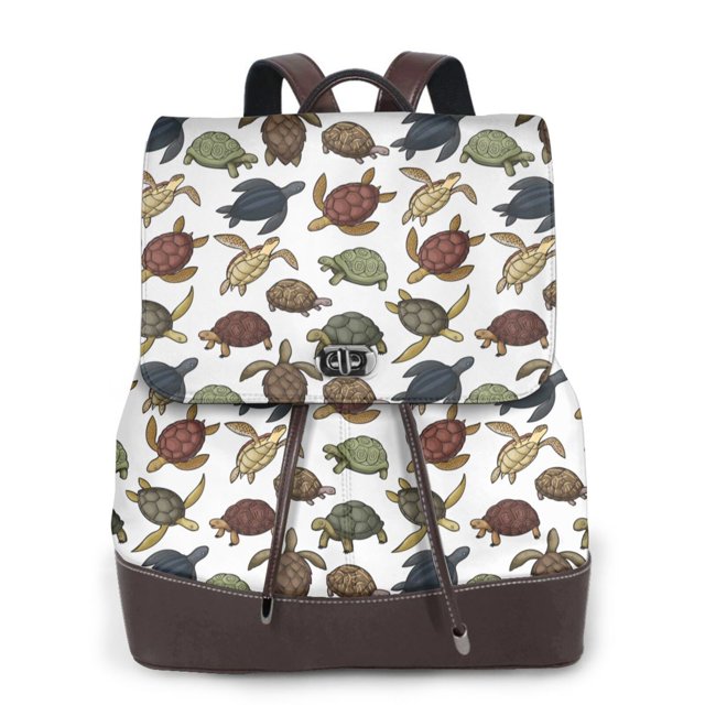 Balery Various Turtle Mochila de Cuero para Mujeres, Gran Capacidad, Bolsa de Viaje Multifuncional, Mochila de Cuero y Bolsa de Hombro para Mujeres