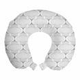 thumbnail image 1 of Geometric Travel Pillow Neck Rest, Paper Lantern Inspired Shapes with Vertical Lines in Repeated Pattern, Memory Foam Traveling Accessory Airplane and Car, 12", Off White Pale Taupe, by Ambesonne, 1 of 2
