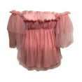 thumbnail image 4 of Women‘s Off Shoulder Puff Sleeve Dress Ruffle Mesh Tulle A-Line Mini Dress Romantic Ball Gowns Wedding Dress, 4 of 5