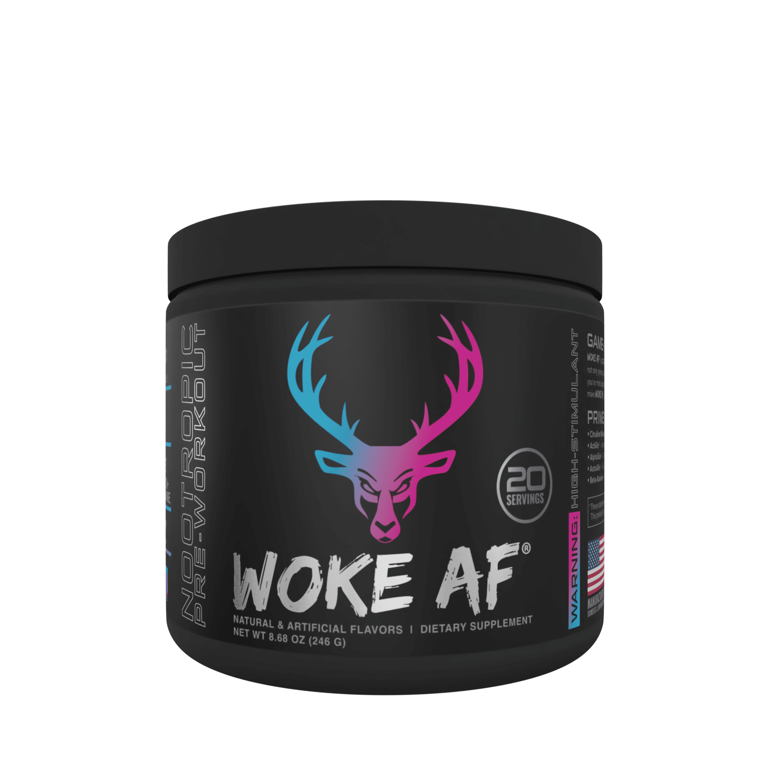 Bucked Up Woke AF Pre-Workout Powder, Increased Energy, Miami, 333mg Caffeine, 20 Servings