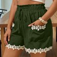 thumbnail image 3 of Pounoo Womens Casual Shorts Elastic Waist Drawstring Floral Embroidered Shorts Modern Chic Style Comfortable Versatile Everyday Shorts Gift, 3 of 9