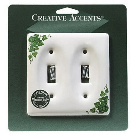 Creative Accents Wood Wall Plate - Creative Accents 982IV Decorative Green Ivy Porcelain Two Gang Toggle Light Switch Wallplate
