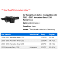 thumbnail image 2 of Air Pump Check Valve - Compatible with 2002 - 2007 Mercedes-Benz C230 Kompressor 2003 2004 2005 2006, 2 of 2