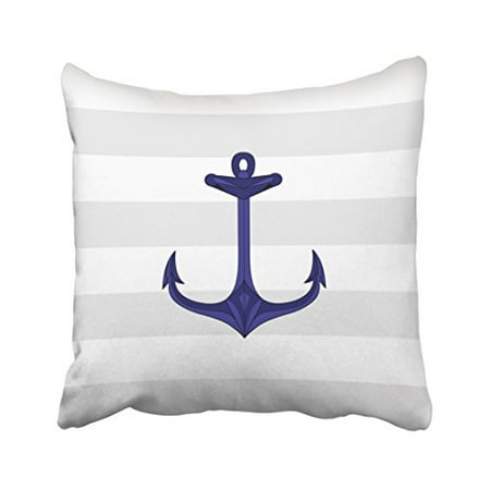 Nautical Throw Pillows Navy WinHome Square Throw Pillow Covers Vintage Nautical Navy Blue Anchor Gray White Stripes Pillowcases Polyester 18 X 18 Inch With Hidden Zipper Home Sofa Cushion Decorative Pillowcase ()