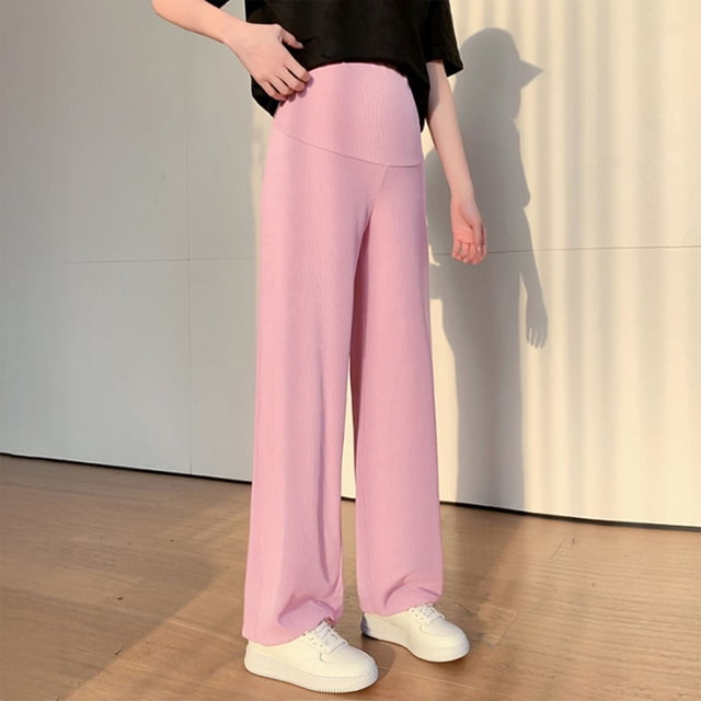 YUNAFFT Maternity Wide Leg Pants Relaxed Fit with Elastic High Waist & Vertical Design Modern Comfort
