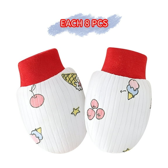 TELOLY 8Pcs Baby Mittens,Safe Material Baby Mittens Newborn,Soft Touch Newborn Mittens No Scratch,Style1