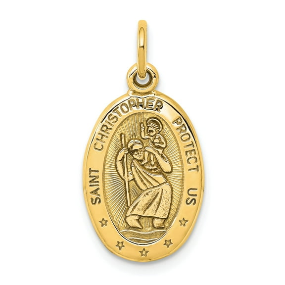 10K Yellow Gold Saint Christopher Pendant Charm