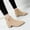 Beige, variant on Jsaierl Ankle Boots for Women Chunky Block Heel Side Zipper Pointd Toe Suede Fall Winter Bootie Shoes