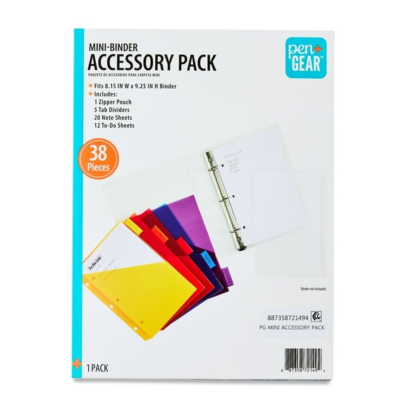 Pen+Gear Mini-Binder Accessory Pack, 38 Pieces