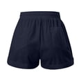 thumbnail image 5 of Siminsem Linen Shorts for Women Summer Casual High Waisted Wide Leg Loose Fit Drawstring Lightweight Beach Vacation Clothes 2026 with Pockets Elastic Waist Lounge Bottoms, Dark Blue, 4XL, 5 of 5