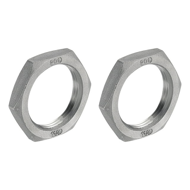 2 Pcs Cast Pipe Fitting Hex Locknut, 304 Stainless Steel Hex Lock Nut 1 1/4" Female Thread (DN32)