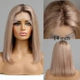 thumbnail image 6 of Human Hair 13x1 Lace Front Wig for Women & Girls, Shoulder Length Bob {Straight} with Highlights - Heat Resistant, 6 of 21