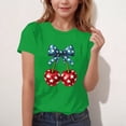thumbnail image 4 of BRGZLK Girl's Independence Day T-Shirt Summer USA 250 Years Casual Round Neck Tops Cute Cherry Print 4th of July Short Sleeve Trendy T-Shirt Holiday Tee Green 5-6 Years, 4 of 6