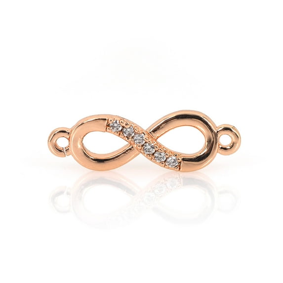 Infinity Connector Link Clear CZ Cubic Zirconia Micro Pave Bracelets Charm Bead Jewelry Making 17x5mm 10Pcs