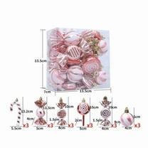 JeashCHAT Christmas Candy Ornament Set 18 Pcs Plastic Candy Cane/Candy/Lollipop/Ball Ornaments Hanging Pendant with Rope, Christmas Tree Decorations for Xmas Holiday Party