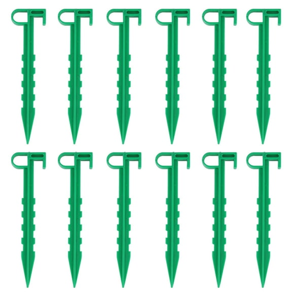 LIFKOME 20Pcs Tent Stakes for Campers Plastic Tent Spikes 1.4x5.5in Green Portable Ground Anchor