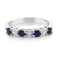 thumbnail image 3 of Gem Stone King Blue Sapphire and White Diamond Engagement Ring for Women | 925 Sterling Silver | Wedding Engagement Anniversary Promise Ring for Women | Size 8, 3 of 6
