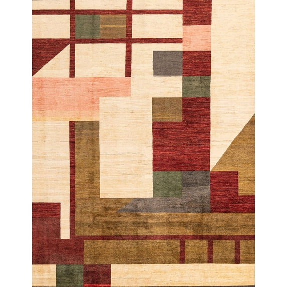Ahgly Company Machine Washable Indoor Rectangle Abstract Yellow Area Rugs, 2' x 4'