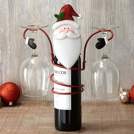

Snowman Wine Bottle and Glass Holder Stand | Classic Christmas Holiday Decor for Kitchens Dining Rooms | Beautiful Elegant Metal Design | Unique Gift Choice