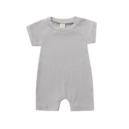 

Newborn Baby Boys Girls Romper Solid Color Jumpsuit Bodysuit Infant Spring Summer