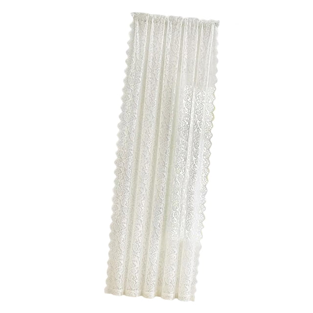 Cortina de tul con encaje, paneles rústicos de gasa para ventana, transpirables y elegantes con bolsillo para varilla. blanco 150x250cm