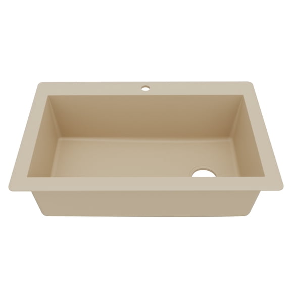 Karran Drop-In Quartz Composite 33 in. 1-Hole Single Bowl Kitchen Sink in Bisque