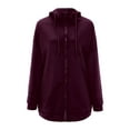 thumbnail image 4 of Glonme Loose Fit Hooded Jacket Womens Casual Pockets Zip up Hoodies Tunic Sweatshirt Plus Size Long Hoodie Jacket Dark Purple 2XL, 4 of 6
