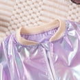 thumbnail image 5 of Penkiiy Girl Glitter Jacket Kids Toddler Varsity Jacket Zip up Bomber Jacket Outwear Glitter Fall Baby Winter Jacket Purple, 5 of 8