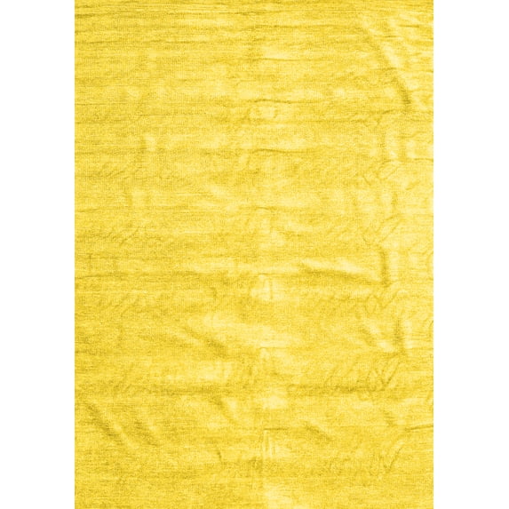Ahgly Company Indoor Rectangle Solid Yellow Modern Area Rugs, 7' x 9'