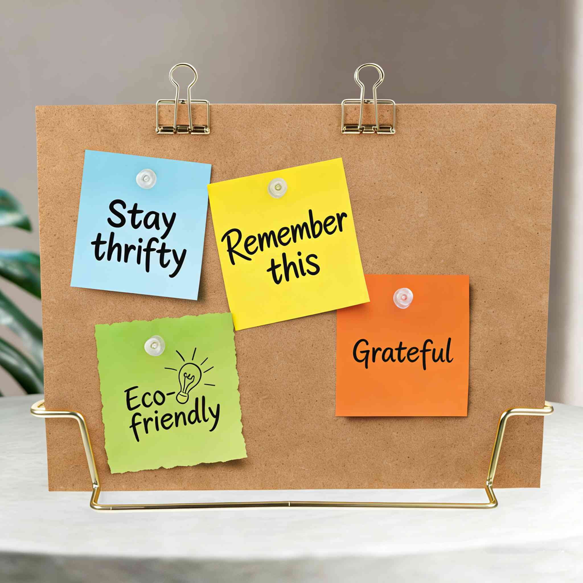 Cork Board Bulletin Board with Golden Base, Message Board Wooden Pin Memo Board Notice Board for Home Office
