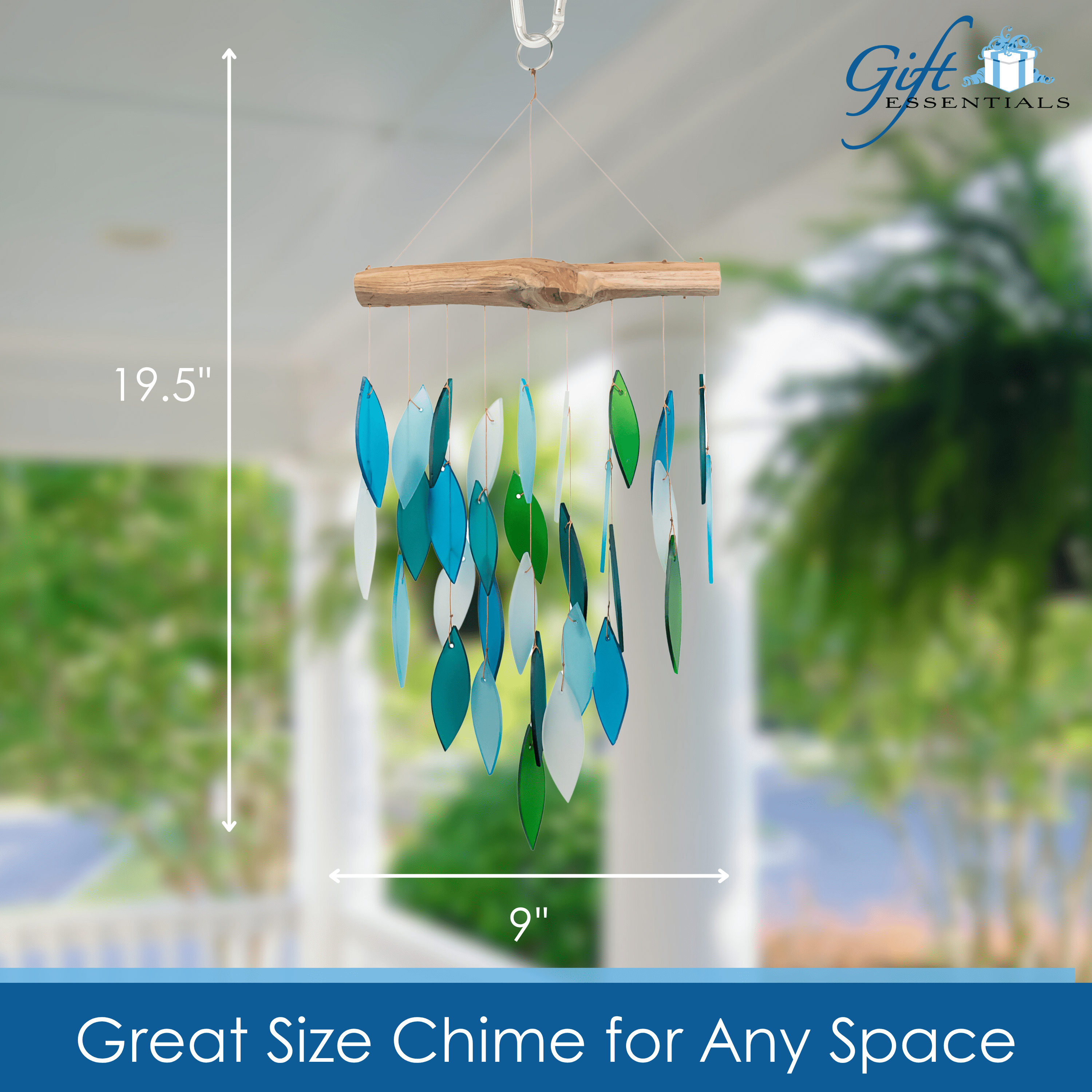 Blue Handworks Glass Wind Chime Ocean Waterfall Suncatcher Outdoor Decor