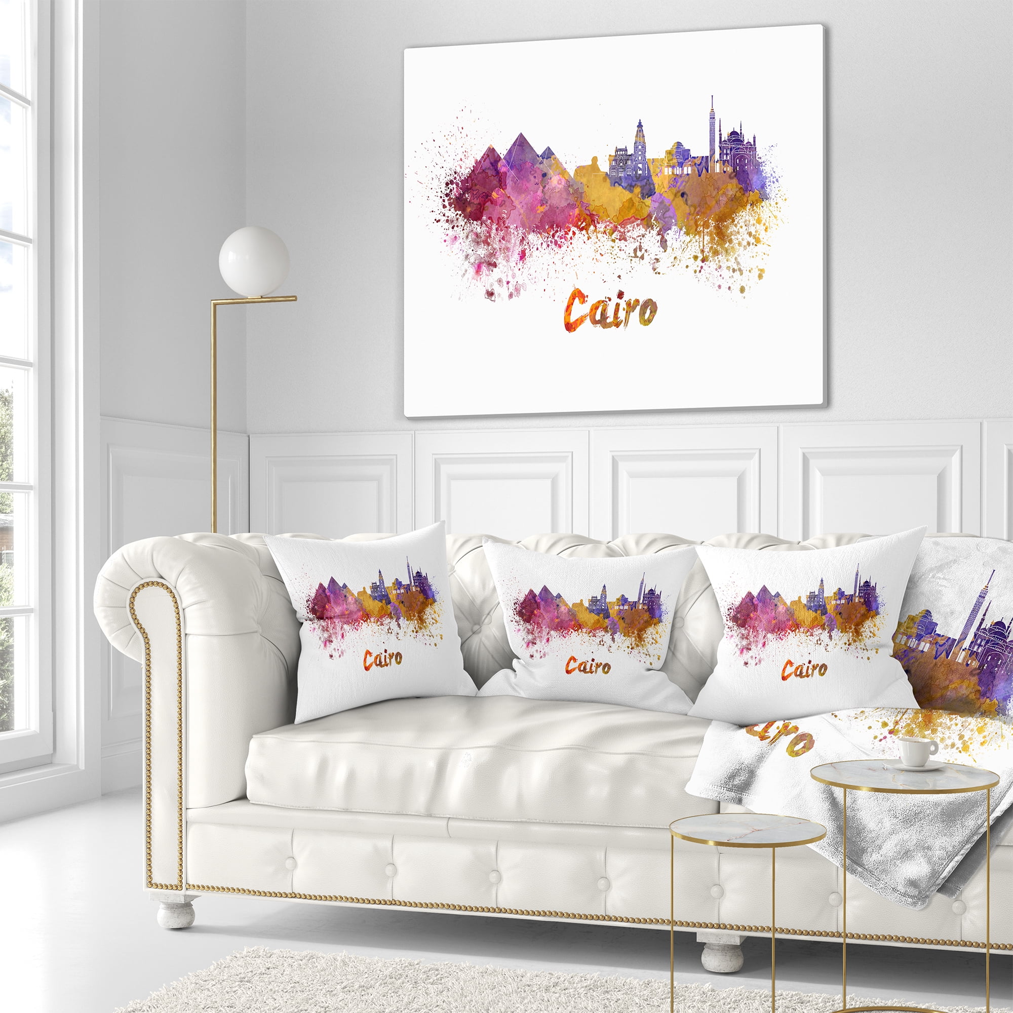 Designart Cairo Skyline - Cityscape Throw Pillow - 16x16