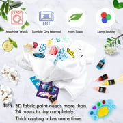 Fabric Paint Set, Shuttle Art 45 Colors 3D Permanent Paint with Brushes Palette Fabric Pen Fabric Sheet Stencils, Glow in The Dark, Glitter,Metallic Colors for Textile Fabric T-shirt Jeans Glass