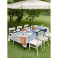 thumbnail image 4 of Outdoor Tablecloth with Umbrella Hole for Patio/Picnic/Party/Camping, Blue Plaid Sports Waterproof Table Cloth Rectangle Table Cover Washable, Classic Sports Athletic Botanical (52"x 70"), 4 of 9
