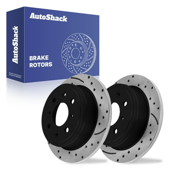 AutoShack Rear Brake Rotors for Honda & Acura, Civic 1992-1995, 1999-2000 Integra 1990-2001, FWD L4 1.5L 1.6L 1.7L 1.8L - E-Coated Drilled & Slotted - ShadowGuard - 9.41" (239 mm), 4-Lug