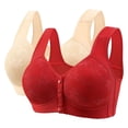 thumbnail image 1 of Plus Size Bras for Women Front Closure Bras Push Up Non Underwire Front Button Bra 2 Pc Set, 1 of 5