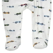 Baby Essentials Newborn Infant Boys 0 Months Embroidered Romper Footie with Matching Hat in Race Cars & Teddy Bears