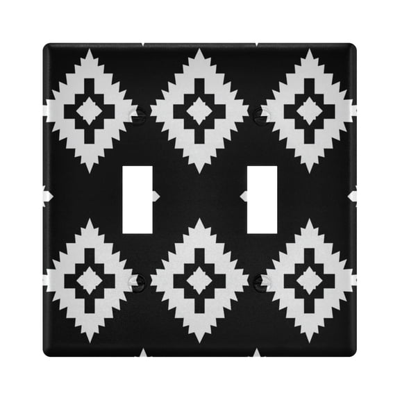 Black Regular Squares Light Switch Cover Electrical Outlet Cover Replaceable Wall Plates 2-Gang