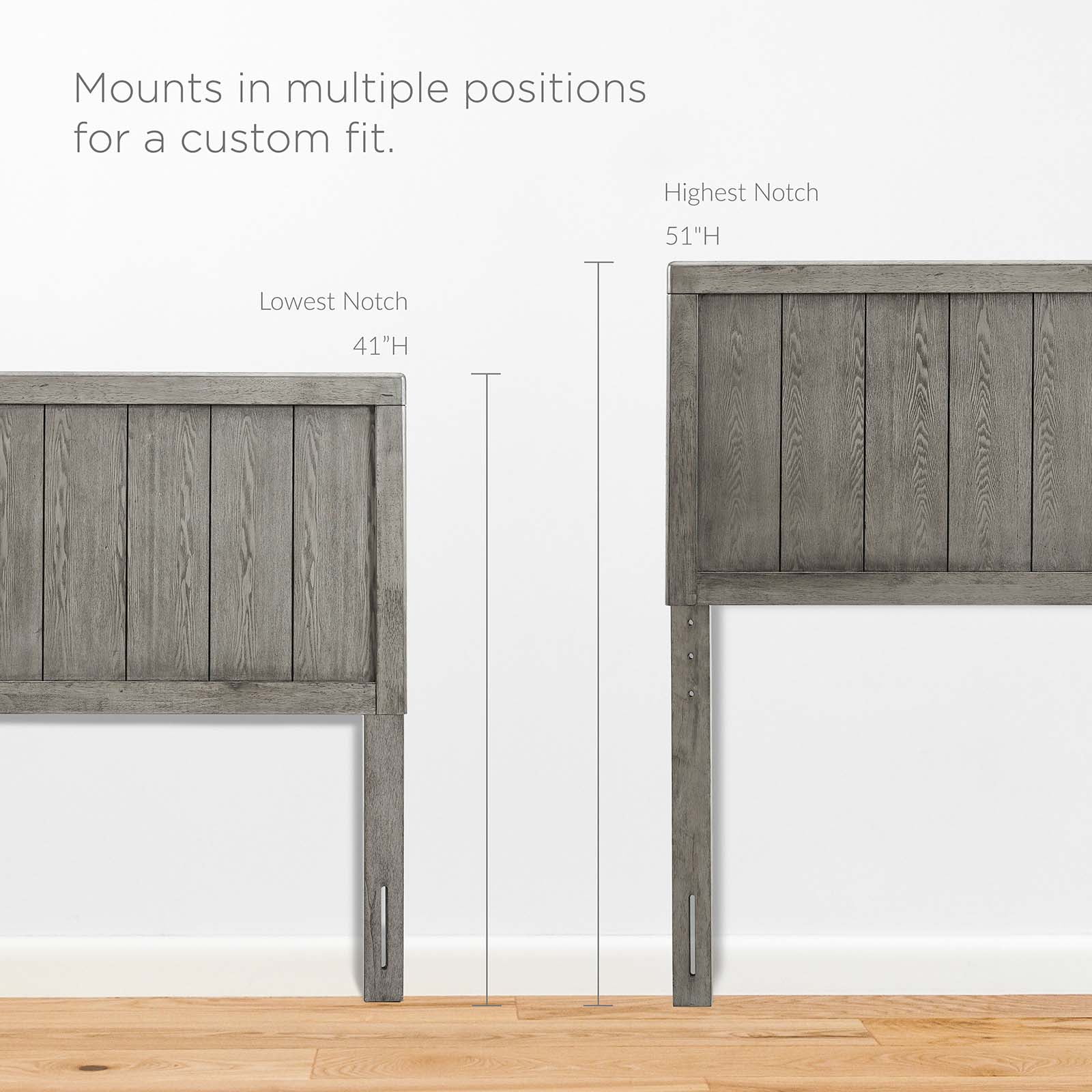 Modway Robbie King Modern Rubberwood and MDF Headboard in Gray