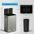 thumbnail image 7 of mVm 16 Gal Dual Compartment Trash Can, Stainless Steel Trash Can with Recycling Bin for Kitchen Home Office (Gray), 7 of 7