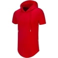 thumbnail image 2 of Aiyino Men's Hipster Hip Hop Longline Pullover Hoodies Short Sleeve Casual Basic Designed Cotton T-Shirts, 2 of 6
