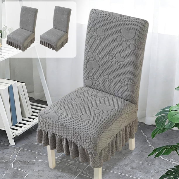 Fundas elásticas para sillas de comedor con estampado de pata de gato | Pack de 2 fundas de franela jacquard elástica para asiento y respaldo | Fundas lavables para sillas para todo tipo de clima,